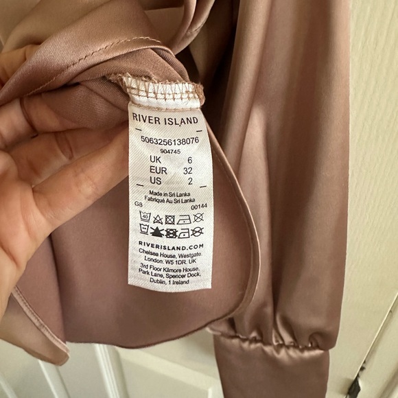 River Island Beige Satin Long Sleeve Blouse - Picture 5 of 5